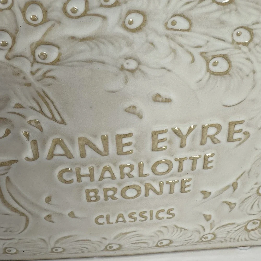 Jane Eyre Book Vase Timeless Beauty Ceramic White Gold Charlotte Bronte